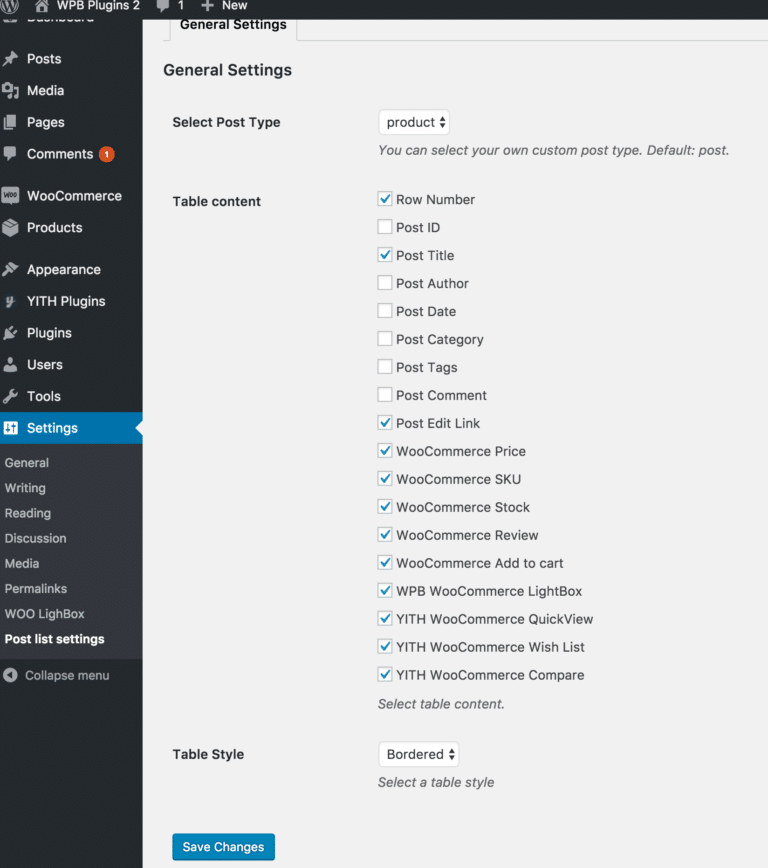 WP Post List Table Documentation - WPBean