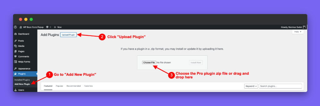 Upload-and-install-WPB-Form-Popup-Pro-plugin