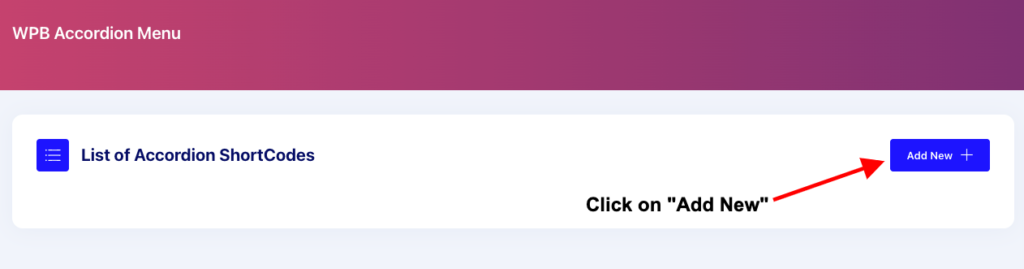 Click on Add New to create a new vertical accordion menu
