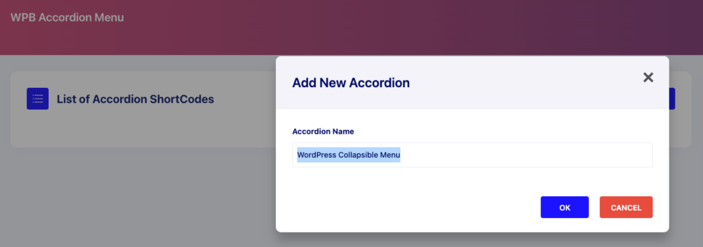 Naming WordPress Collapsible Menu