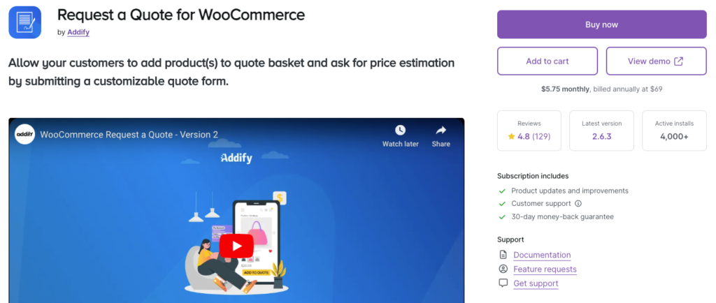 Request a Quote for WooCommerce by Addify