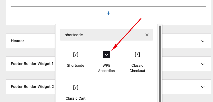 Select the WPB Accordion shortcode widget on the search result