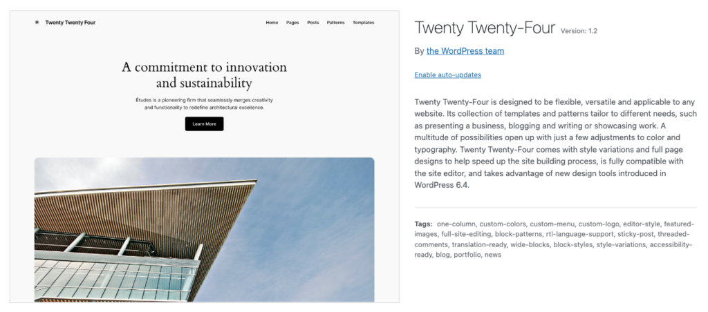 Full Site Editing Theme - Twenty Twenty Four