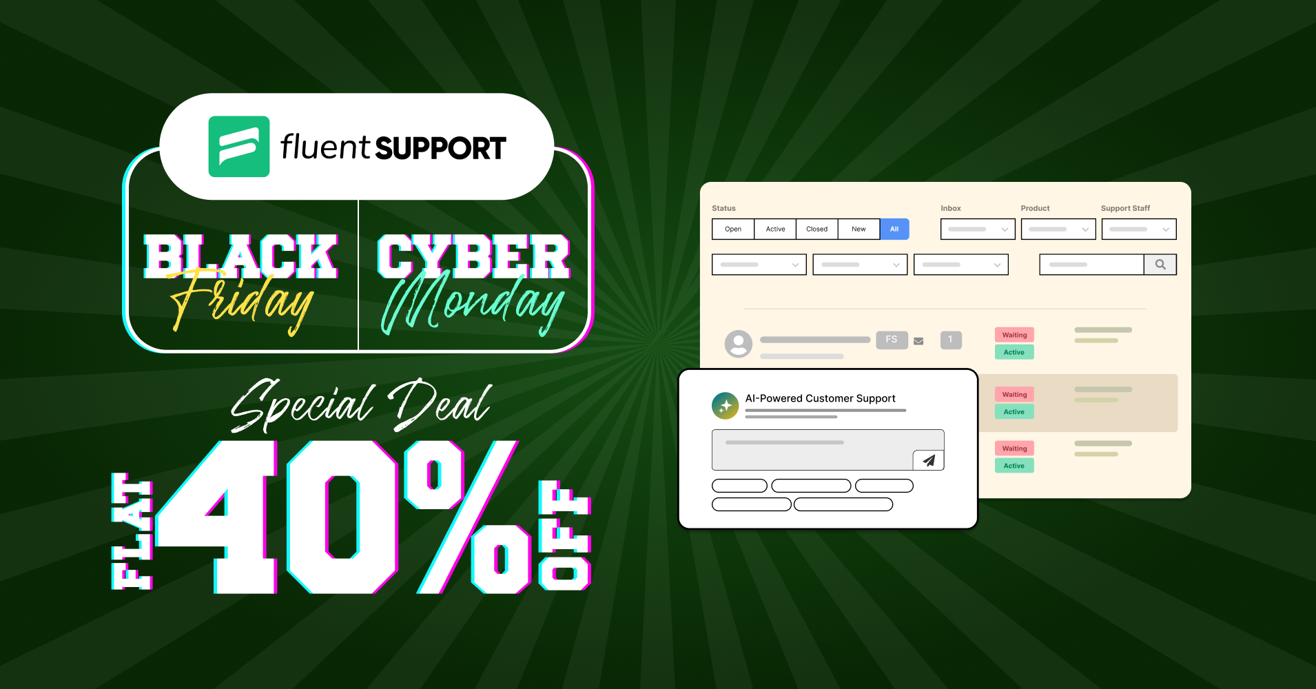 Best WordPress Black Friday deal by Fluent Support