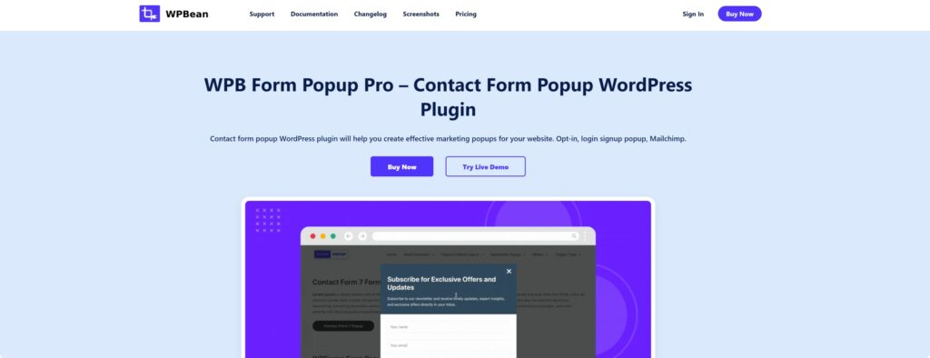 WPB Form Popup - Best WordPress Popup Plugin